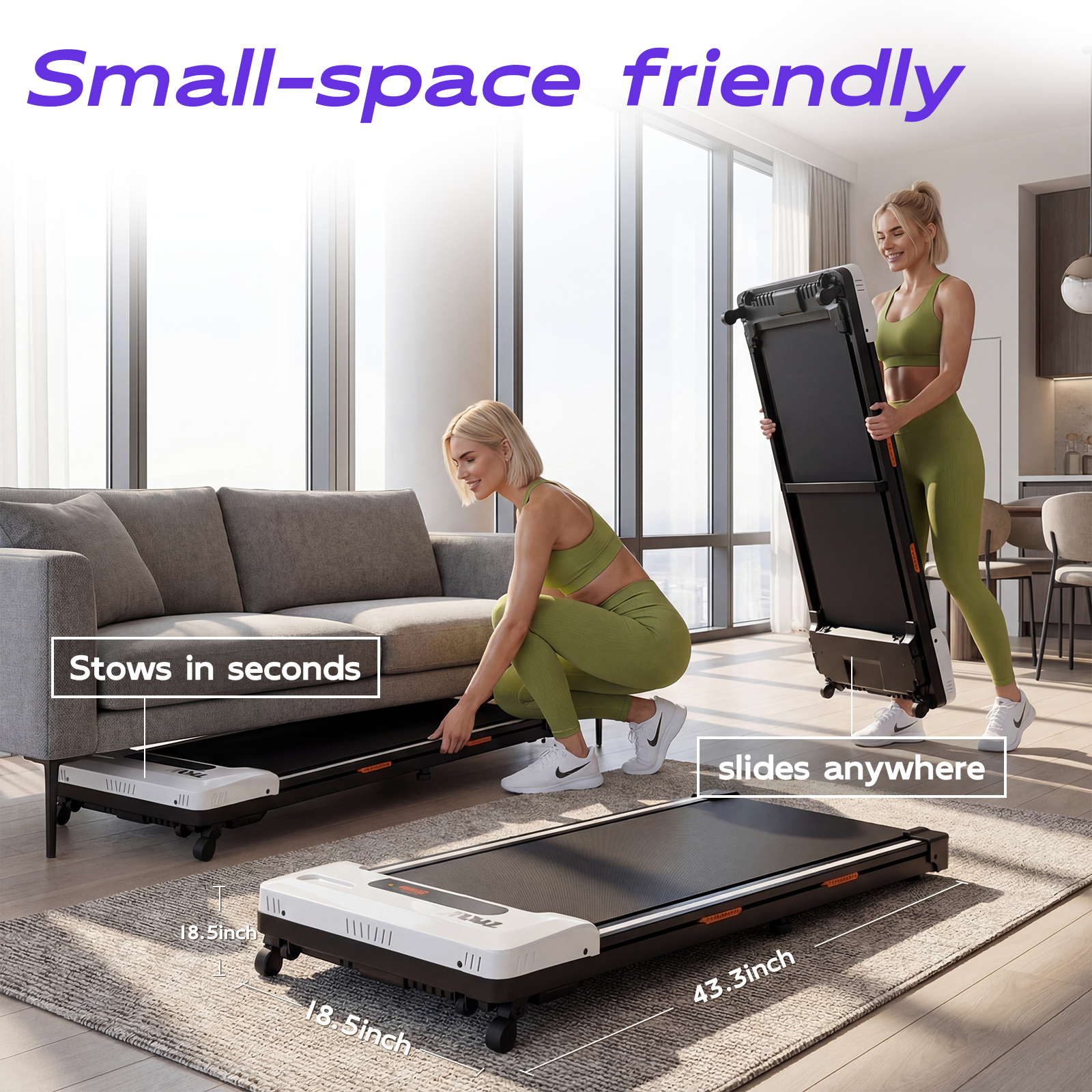 TKW 4W Smart Treadmill - Bluetooth App Sync & Foldable Handrail