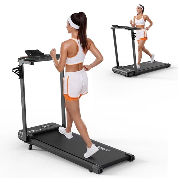 TKW Walking Pad Treadmill with Incline, 3-in-1 Under Desk Treadmill, 2.5HP Quiet Brushless Motor, 200 lbs Capacity, Portable Walking Pad with Desk, Remote Control for Home Office, Black