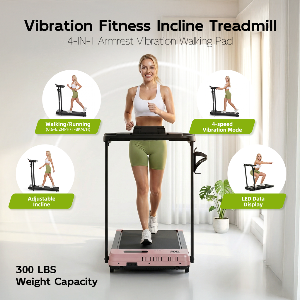 TKW 100CW/CWL/CWFL Black Walking Pad — 3-in-1 Design | 3-Level Incline & 2.5HP Motor
