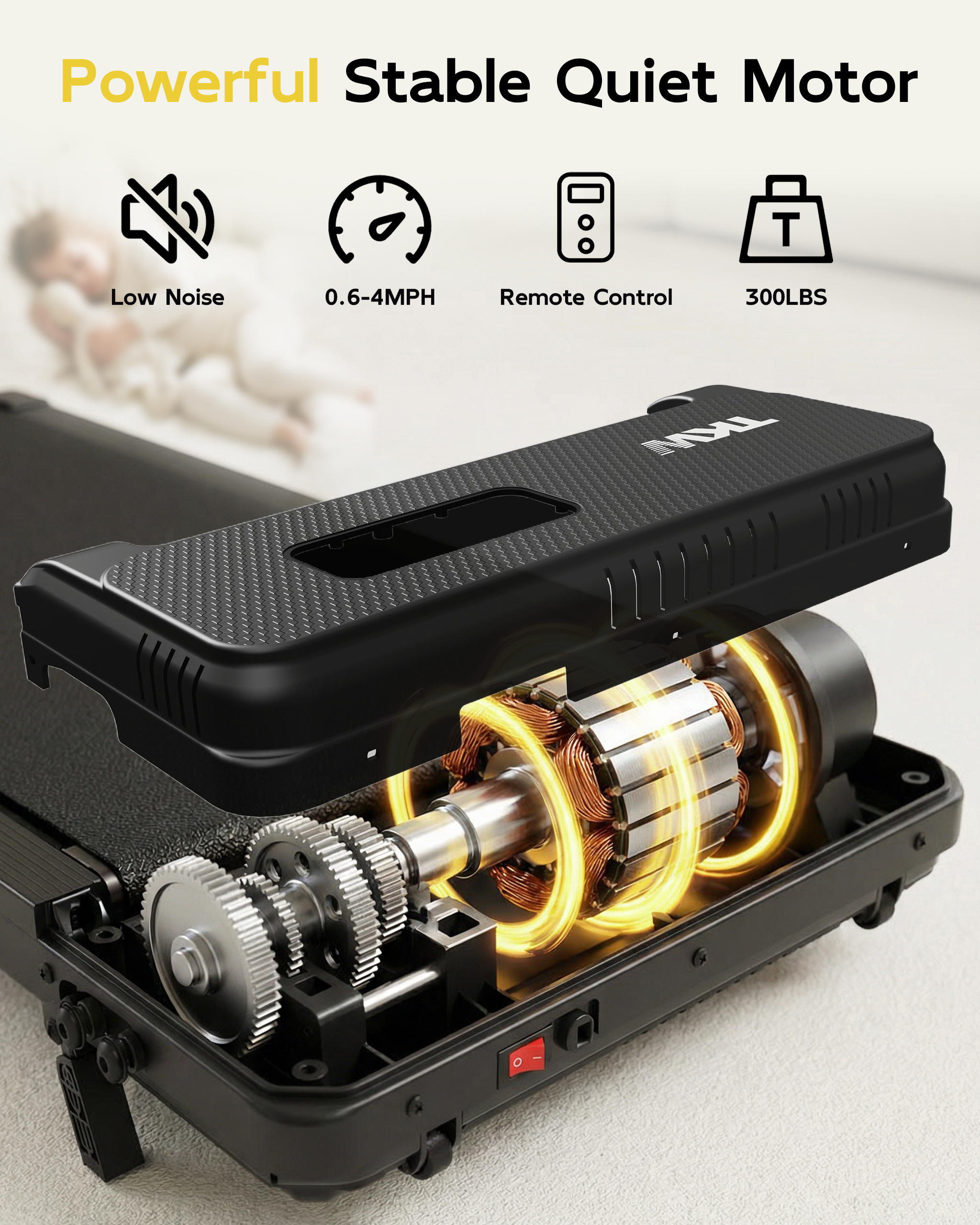 TKW 100CW Portable Walking Pad – Space-Saving Incline Series