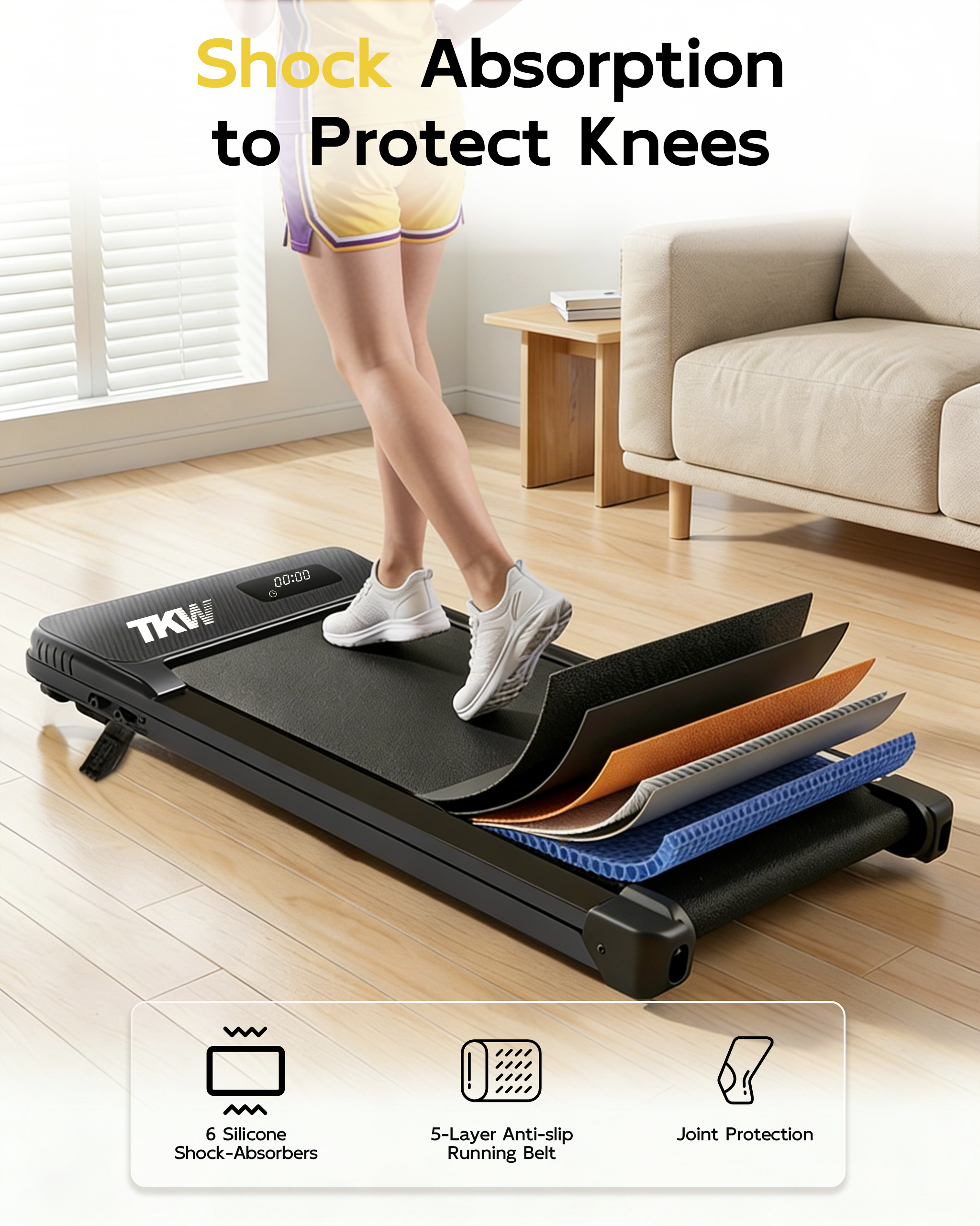 TKW 100CW Portable Walking Pad – Space-Saving Incline Series