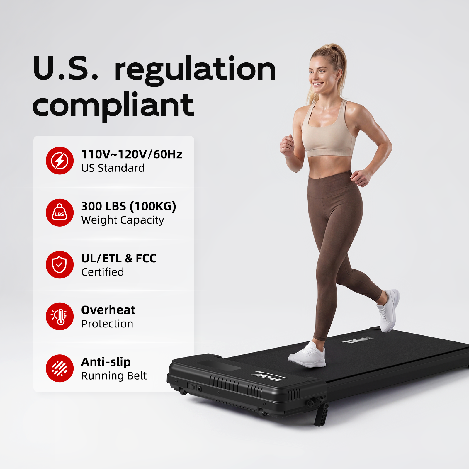 TKW 100CWL Walking Pad — 4-Speed Vibration + 3° Incline