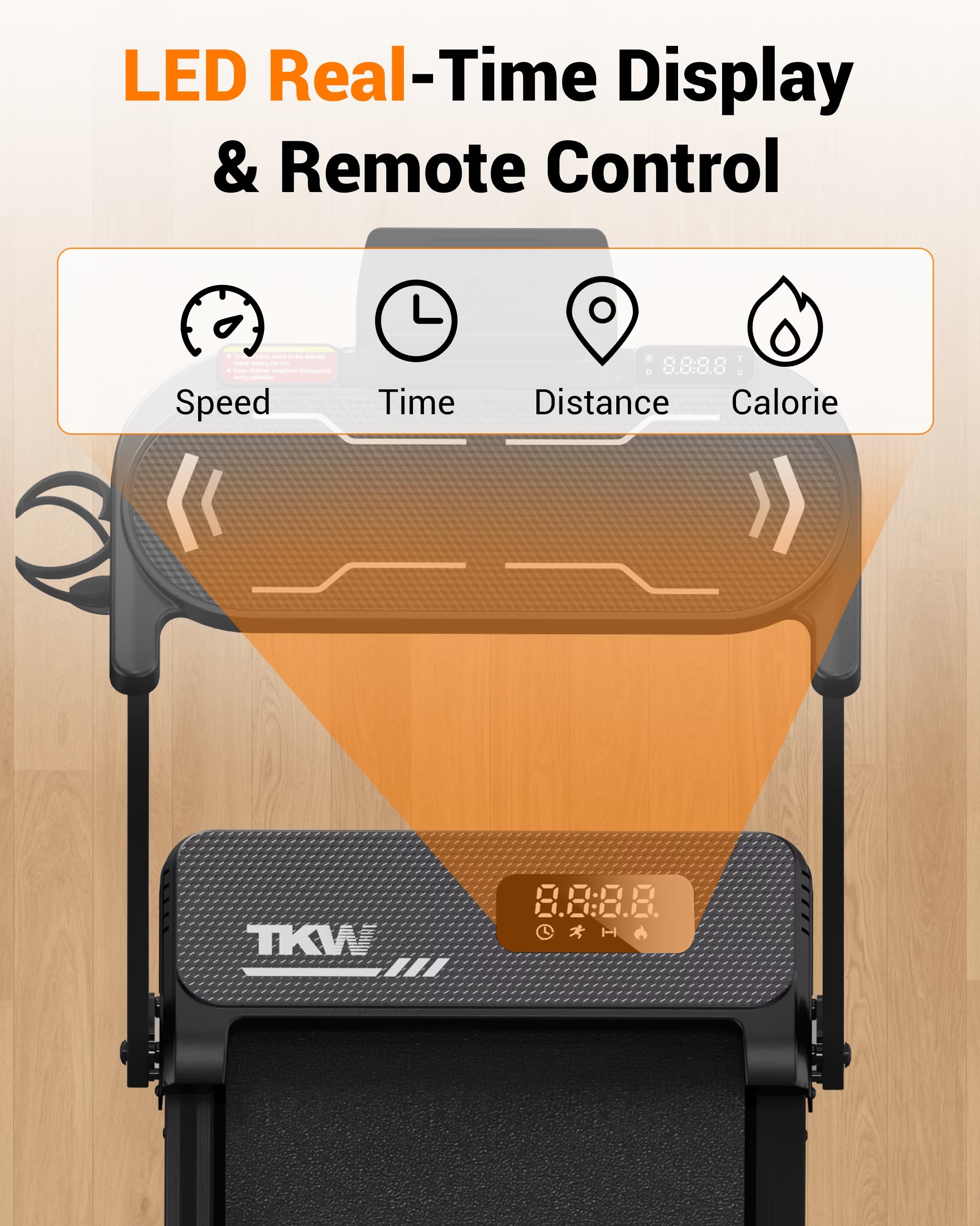 TKW Walking Pad Treadmill with Incline, 3-in-1 Under Desk Treadmill, 2.5HP Quiet Brushless Motor, 200 lbs Capacity, Portable Walking Pad with Desk, Remote Control for Home Office, Black