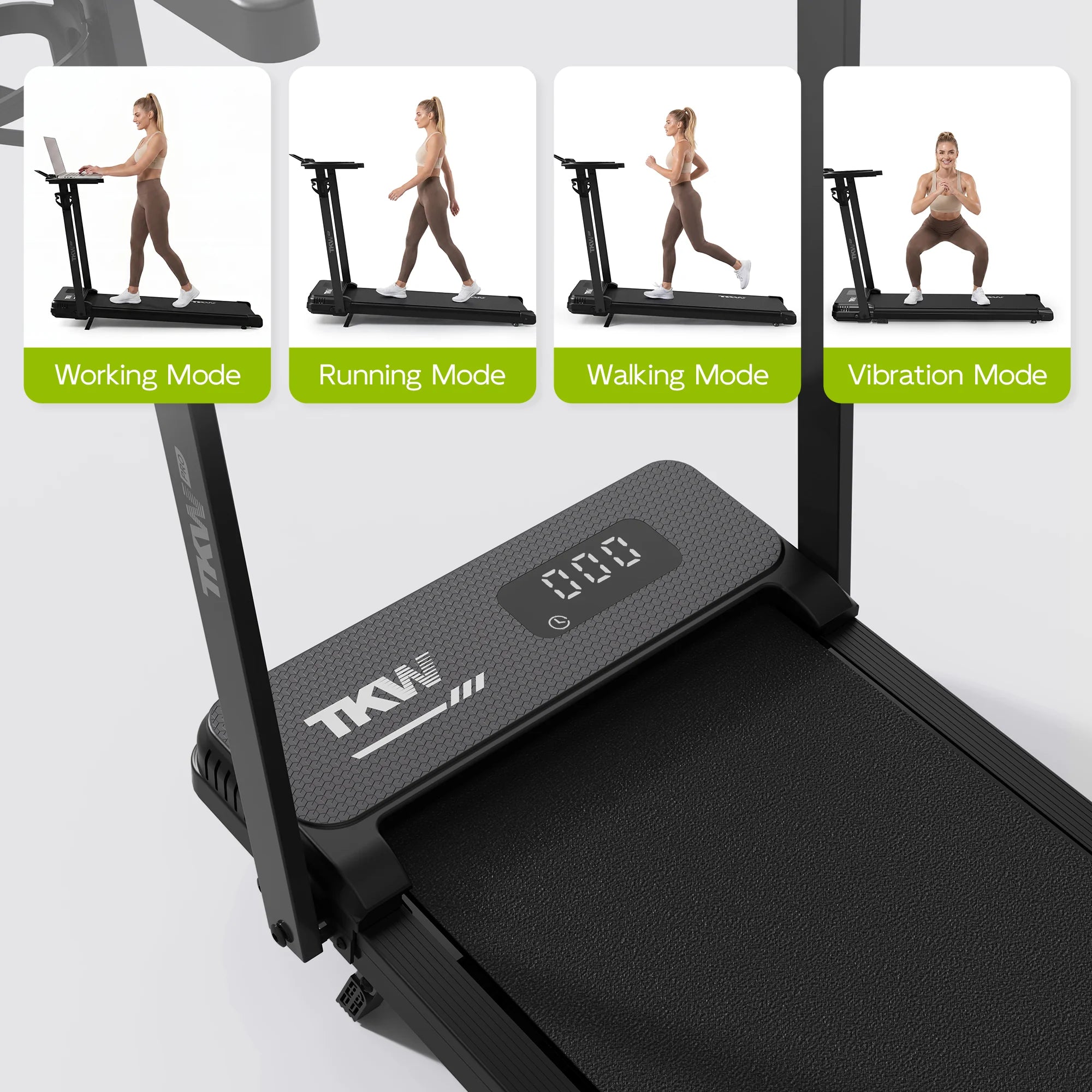 TKW 100CW/CWL/CWFL Black Walking Pad — 3-in-1 Design | 3-Level Incline & 2.5HP Motor