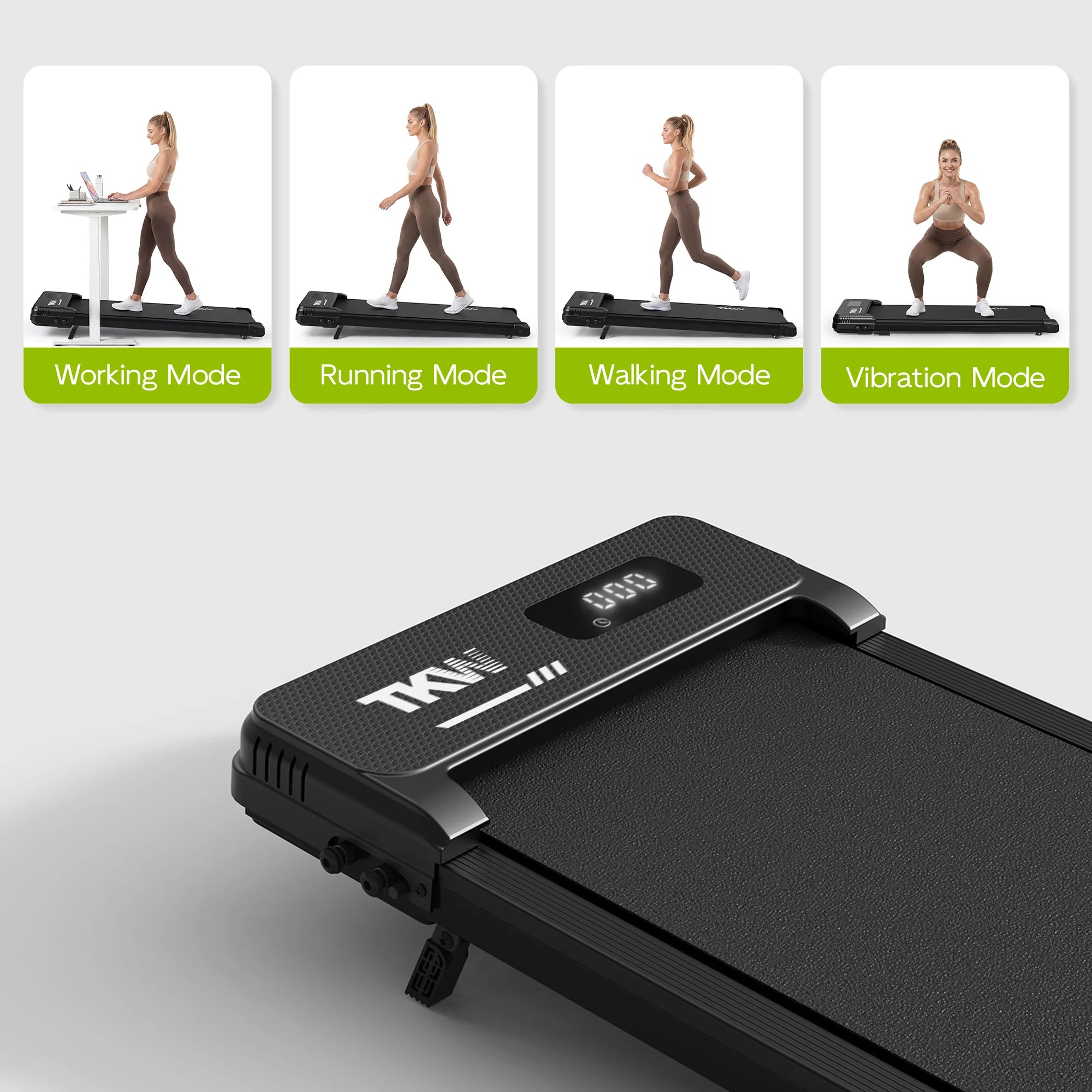 TKW 100CW/CWL/CWFL Black Walking Pad — 3-in-1 Design | 3-Level Incline & 2.5HP Motor