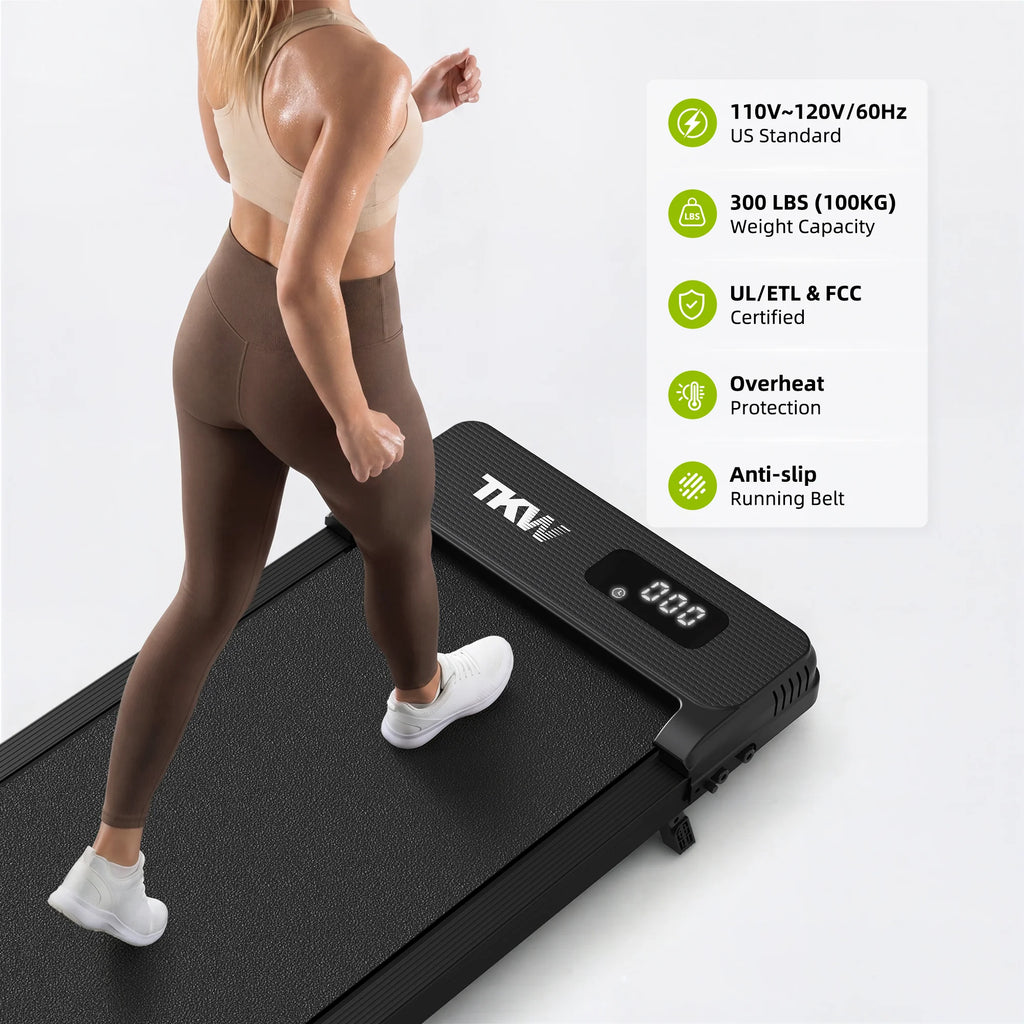 TKW 100CW/CWL/CWFL Black Walking Pad — 3-in-1 Design | 3-Level Incline & 2.5HP Motor