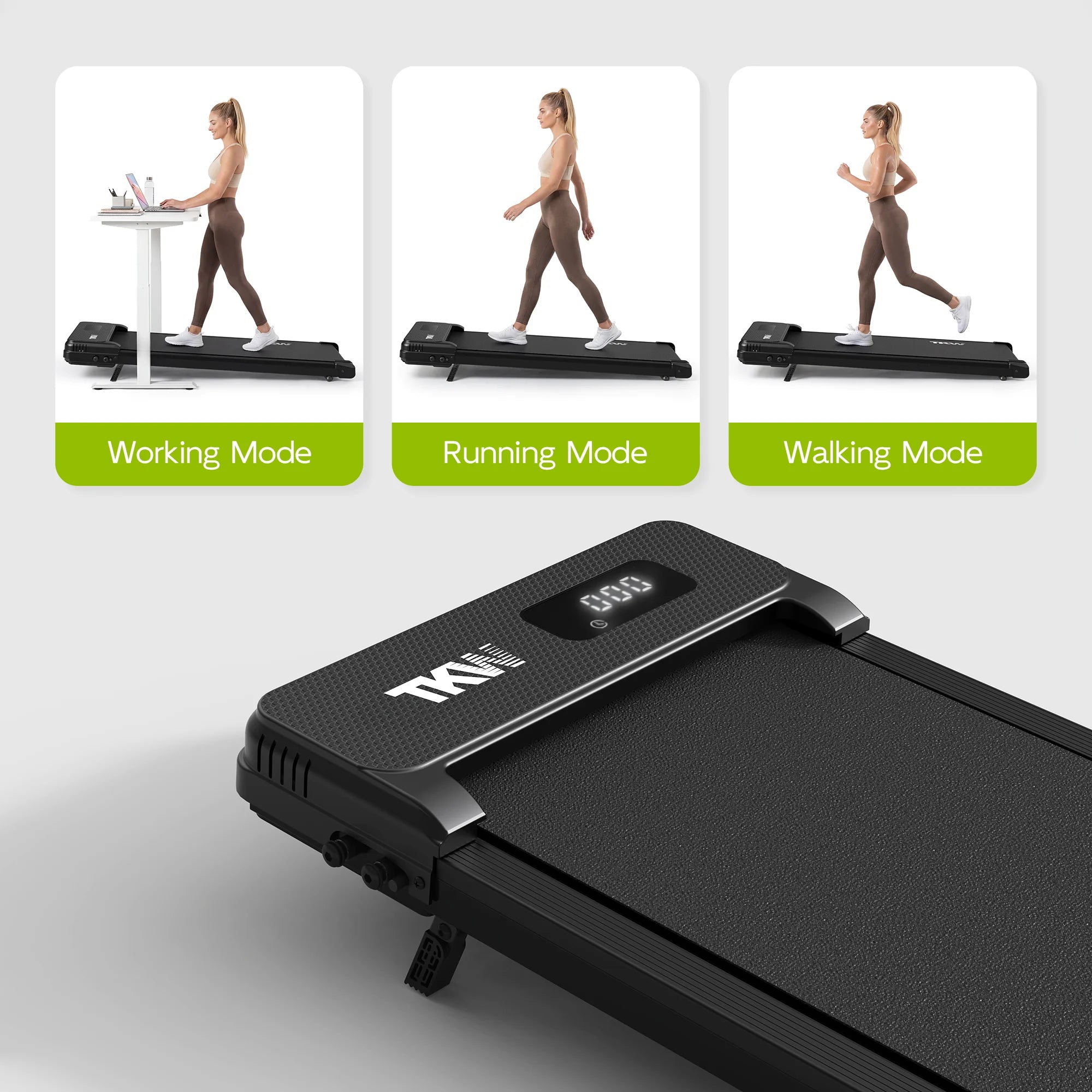 TKW 100CW/CWL/CWFL Black Walking Pad — 3-in-1 Design | 3-Level Incline & 2.5HP Motor